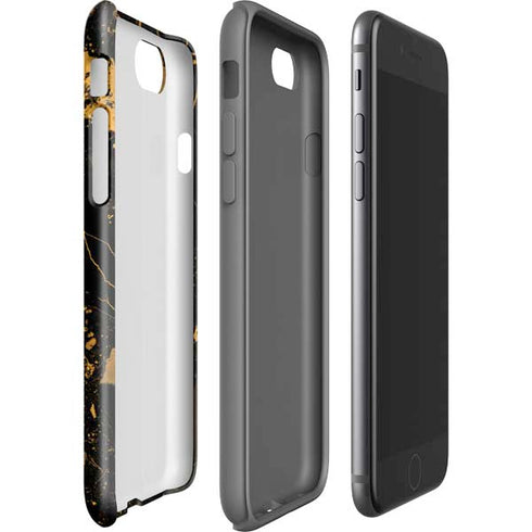 Black and Gold Scattered Marble iPhone SE (2nd & 3rd Gen) Pro Case