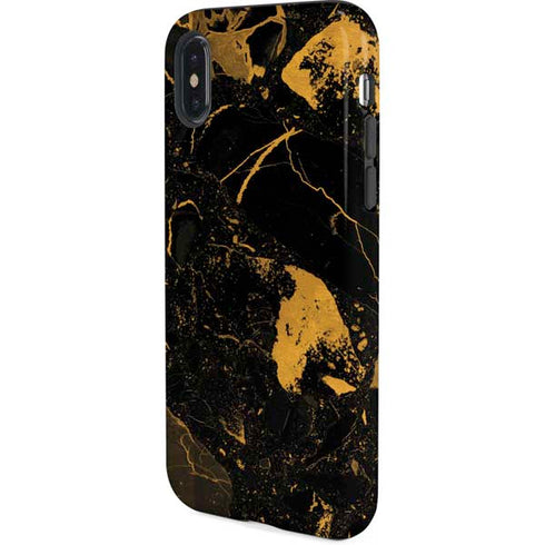 Black and Gold Scattered Marble iPhone X Pro Case