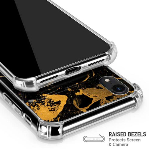 Black and Gold Scattered Marble iPhone XR Clear Case