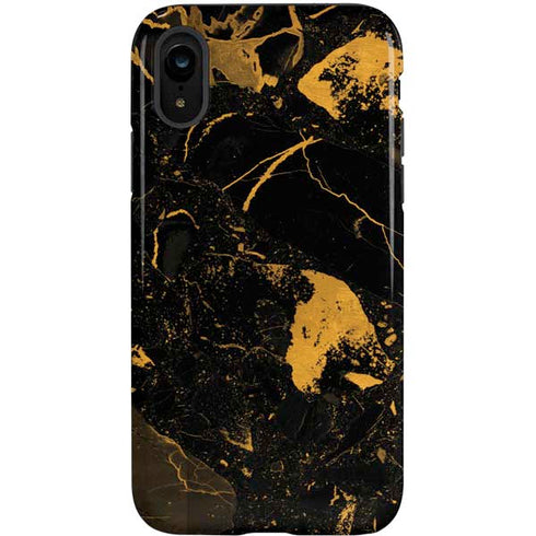 Black and Gold Scattered Marble iPhone XR Pro Case