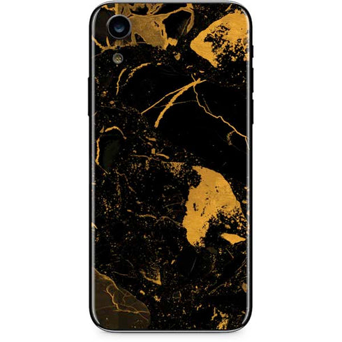 Black and Gold Scattered Marble iPhone XR Skin