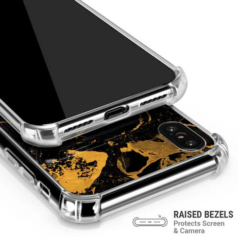 Black and Gold Scattered Marble iPhone XS Max Clear Case