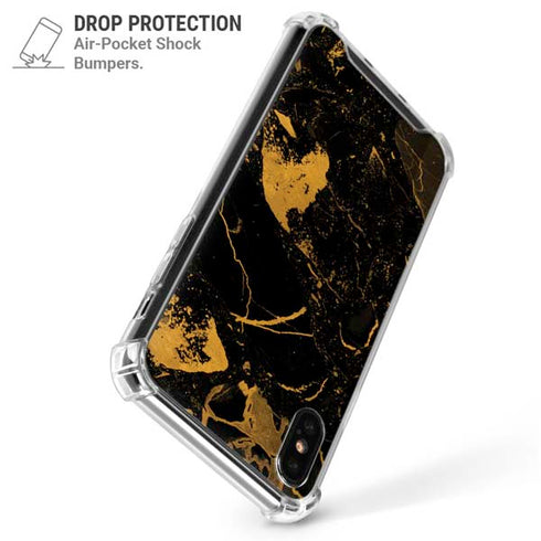 Black and Gold Scattered Marble iPhone XS Max Clear Case
