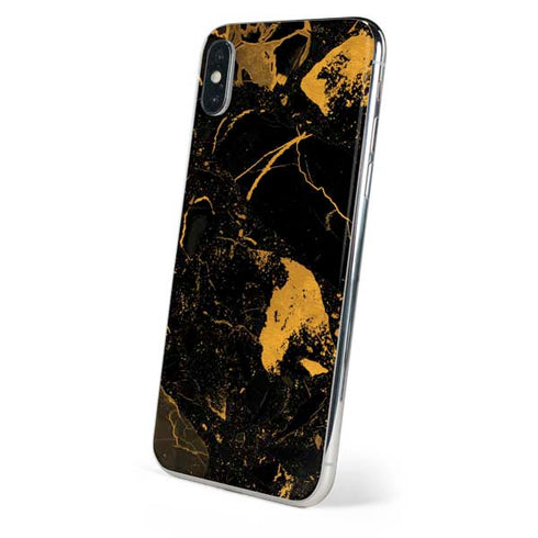 Black and Gold Scattered Marble iPhone XS Skin