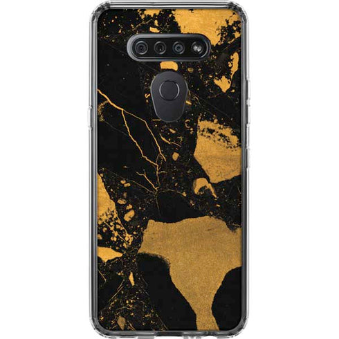 Black and Gold Scattered Marble LG K51/Q51 Clear Case
