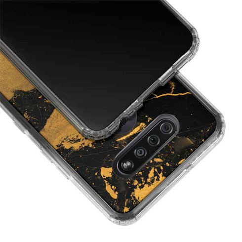 Black and Gold Scattered Marble LG K51/Q51 Clear Case
