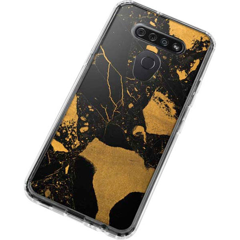 Black and Gold Scattered Marble LG K51/Q51 Clear Case
