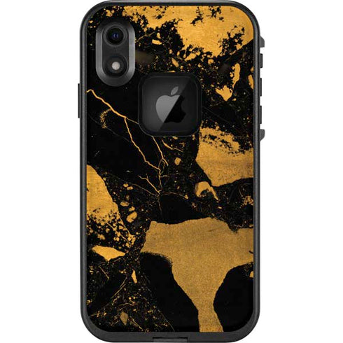 Black and Gold Scattered Marble LifeProof Fre iPhone Skin