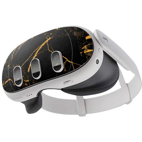Black and Gold Scattered Marble Meta Quest 3 Skin