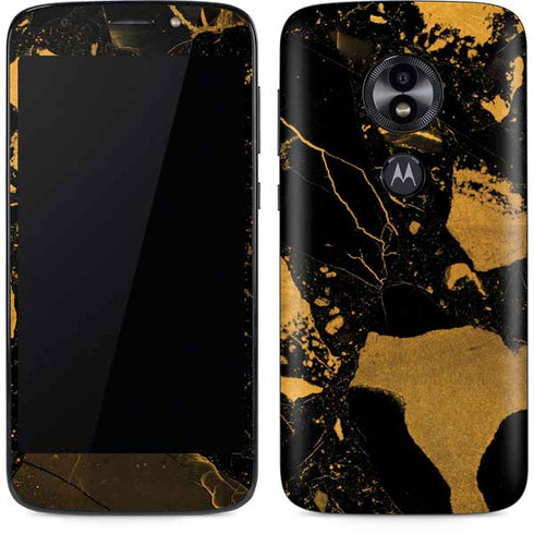 Black and Gold Scattered Marble Moto E5 Play Skin