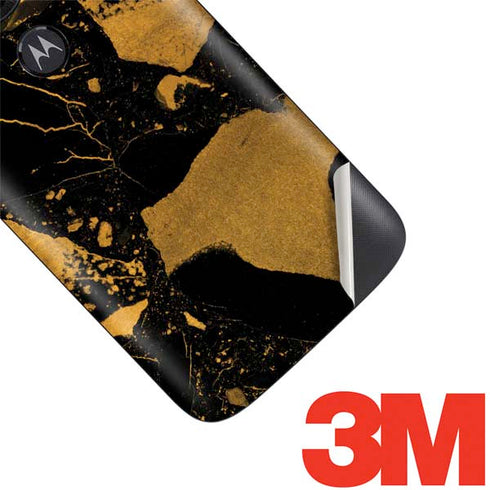 Black and Gold Scattered Marble Moto E5 Play Skin