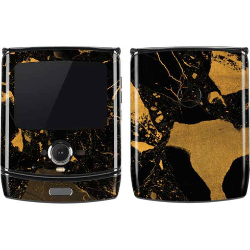 Black and Gold Scattered Marble Motorola RAZR Skin