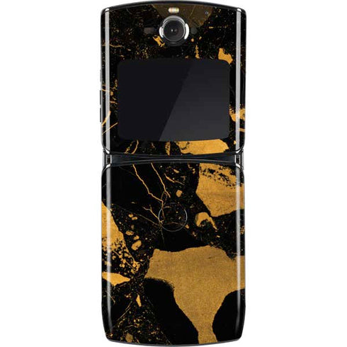Black and Gold Scattered Marble Motorola RAZR Skin