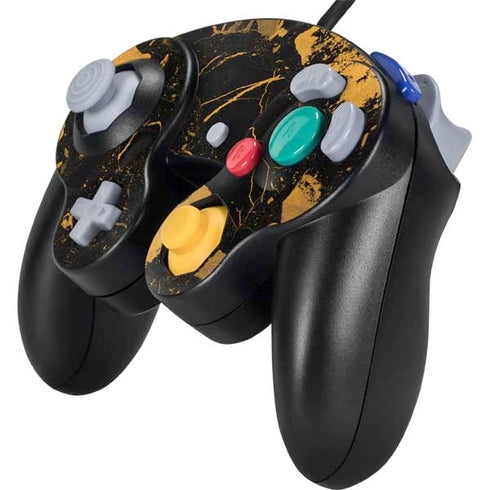 Black and Gold Scattered Marble Nintendo GameCube Controller Skin