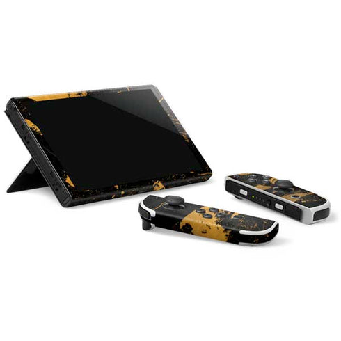Black and Gold Scattered Marble Nintendo Switch OLED (2021) Skin