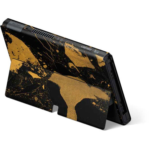 Black and Gold Scattered Marble Nintendo Switch OLED (2021) Skin