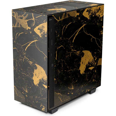 Black and Gold Scattered Marble NZXT H510 Compact ATX Mid-Tower Case Skin