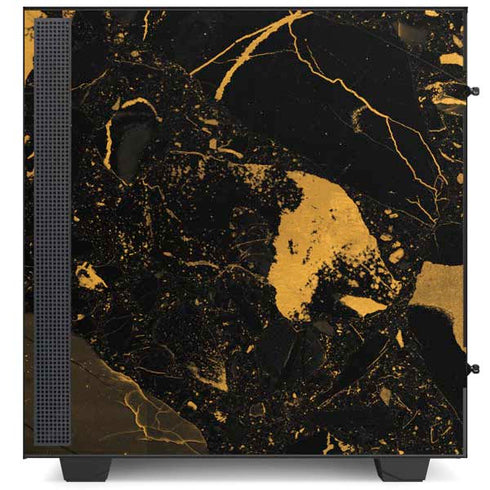 Black and Gold Scattered Marble NZXT H510 Compact ATX Mid-Tower Case Skin