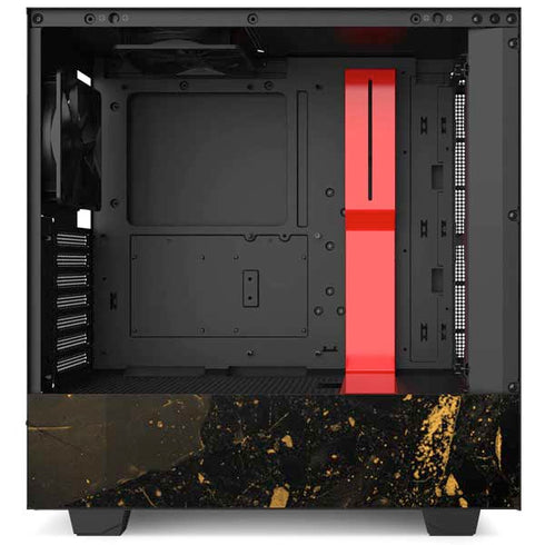 Black and Gold Scattered Marble NZXT H510 Compact ATX Mid-Tower Case Skin