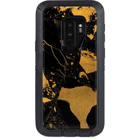 Black and Gold Scattered Marble Otterbox Defender Galaxy Skin