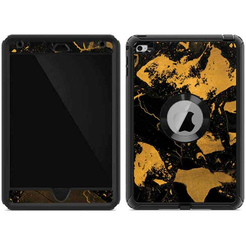 Black and Gold Scattered Marble Otterbox Defender iPad Skin
