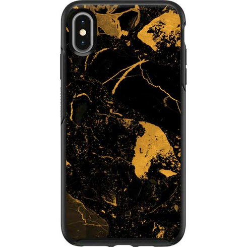 Black and Gold Scattered Marble Otterbox Symmetry iPhone Skin
