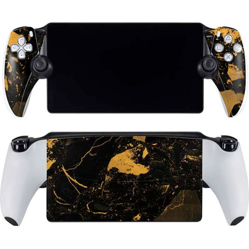 Black and Gold Scattered Marble PlayStation Portal Remote Player Skin