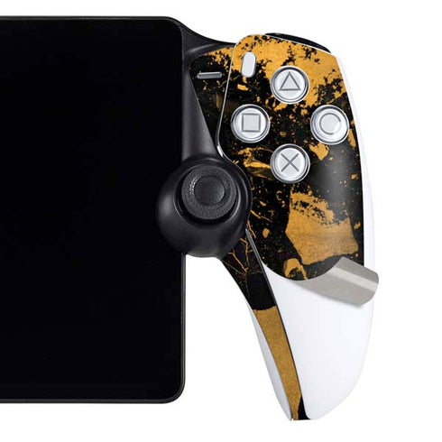 Black and Gold Scattered Marble PlayStation Portal Remote Player Skin