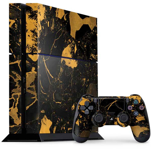 Black and Gold Scattered Marble PS4 Console and Controller Bundle Skin