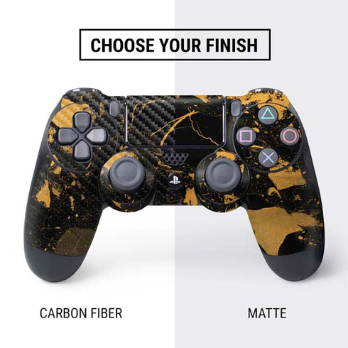 Black and Gold Scattered Marble PS4 Controller Skin