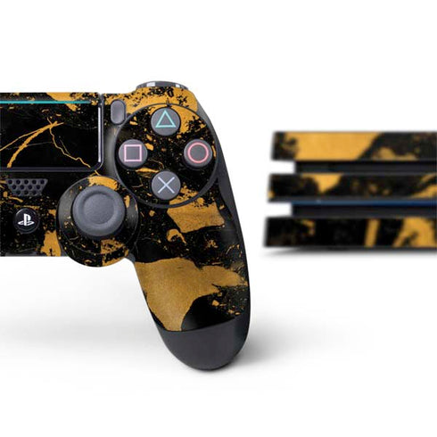 Black and Gold Scattered Marble PS4 Pro Bundle Skin