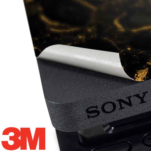 Black and Gold Scattered Marble PS4 Slim Bundle Skin