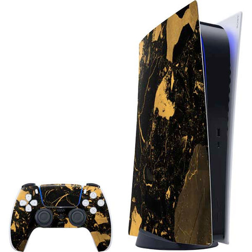 Black and Gold Scattered Marble PS5 Digital Edition Bundle Skin