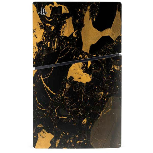Black and Gold Scattered Marble PS5 Slim Digital Edition Bundle Skin