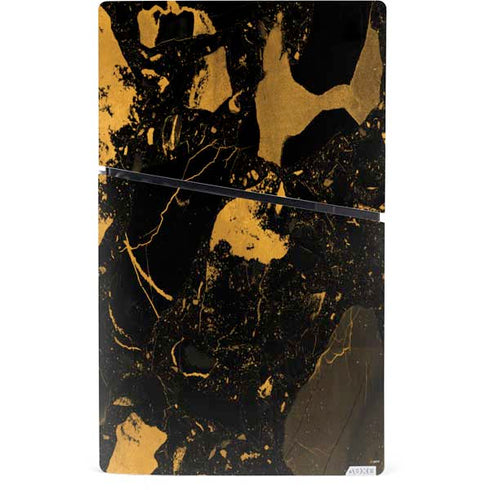 Black and Gold Scattered Marble PS5 Slim Digital Edition Console Skin