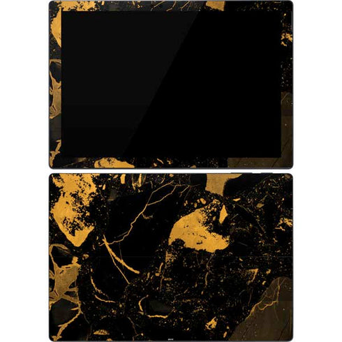 Black and Gold Scattered Marble Surface Pro 7 Skin
