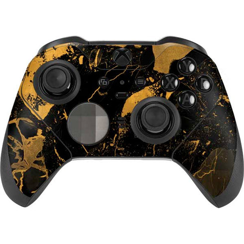 Black and Gold Scattered Marble Xbox Elite Wireless Controller Series 2 Skin