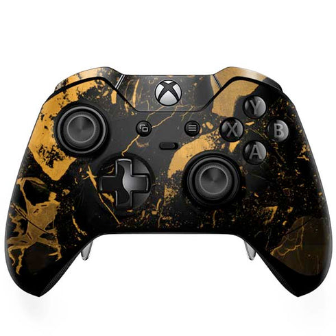 Black and Gold Scattered Marble Xbox One Elite Controller Skin