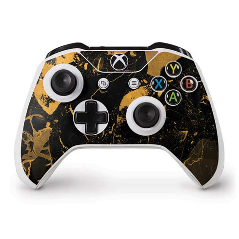 Black and Gold Scattered Marble Xbox One S Controller Skin