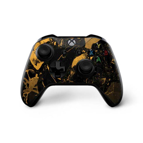Black and Gold Scattered Marble Xbox One X Bundle Skin