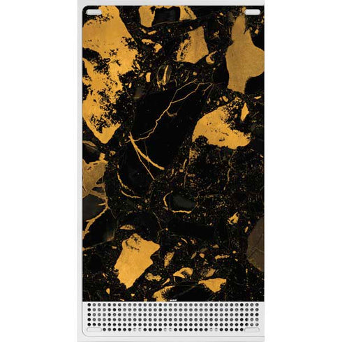 Black and Gold Scattered Marble Xbox Series S Skins