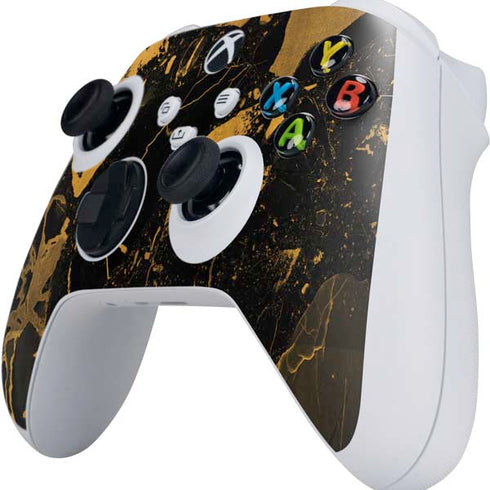 Black and Gold Scattered Marble Xbox Series S Controller Skin