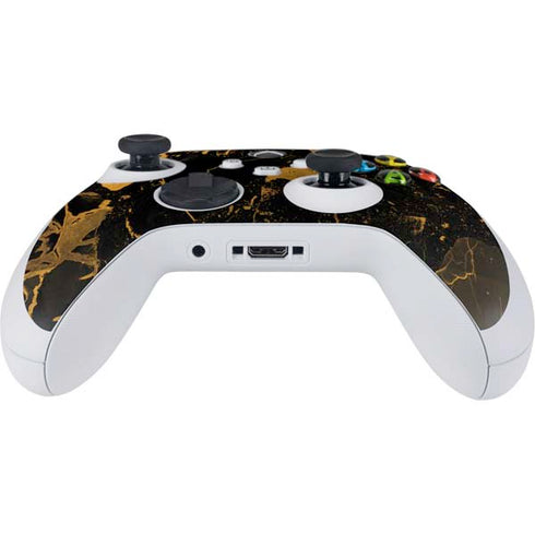 Black and Gold Scattered Marble Xbox Series S Controller Skin