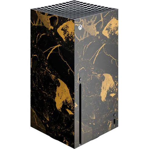 Black and Gold Scattered Marble Xbox Series X Console Skin
