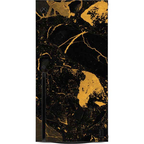 Black and Gold Scattered Marble Xbox Series X Console Skin