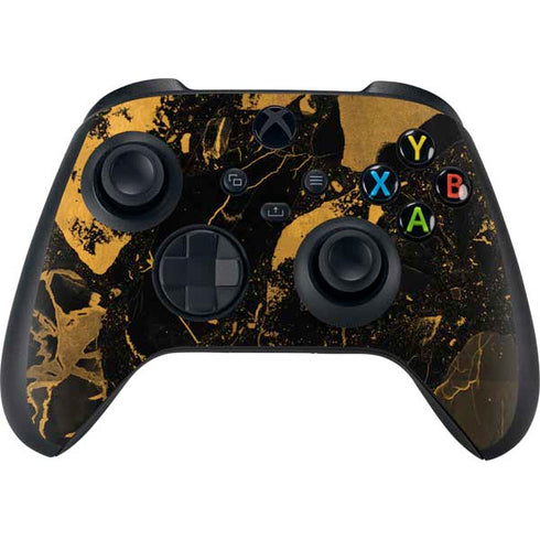 Black and Gold Scattered Marble Xbox Series X Controller Skin