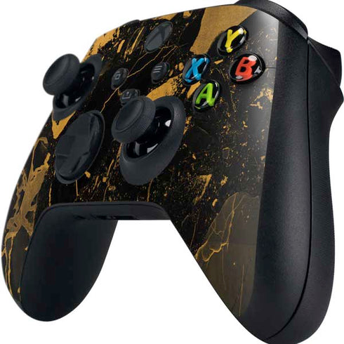 Black and Gold Scattered Marble Xbox Series X Controller Skin