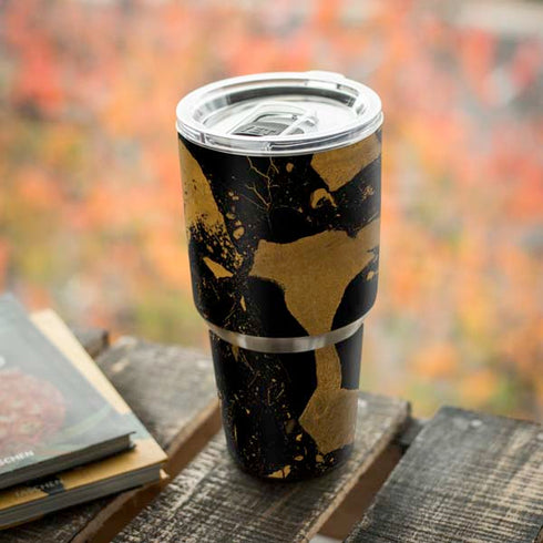 Black and Gold Scattered Marble Yeti 30oz Rambler Tumbler Skin
