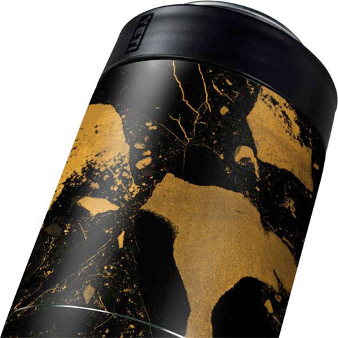 Black and Gold Scattered Marble Yeti Colster Can Insulator Skin