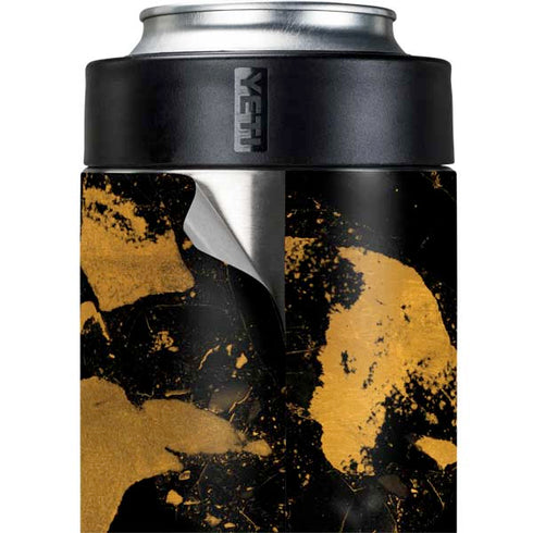 Black and Gold Scattered Marble Yeti Colster Can Insulator Skin